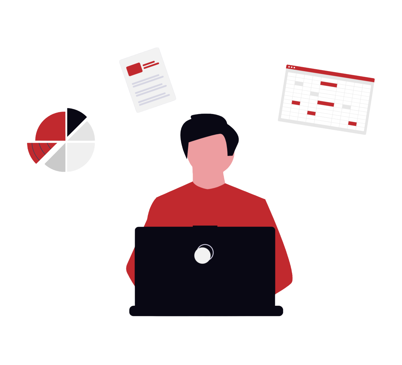 Pessoa trabalhando com gráficos e documentos